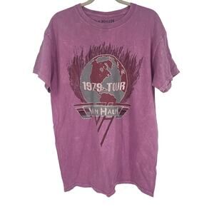 Officially Licensed Van Halen 1979 Tour T-Shirt Pink Acid Wash Large NWOT